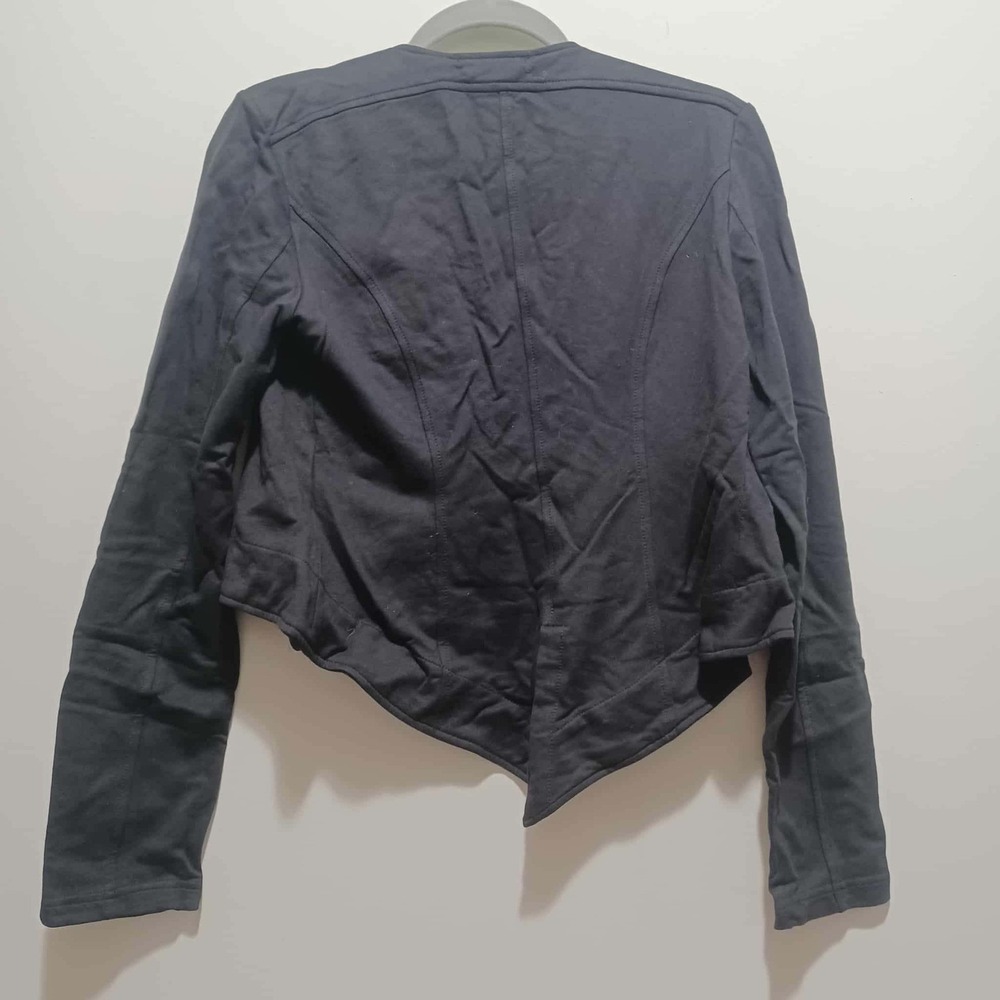 S Line Black Studded Moto Jacket Edgy Asymmetrical Cropped Blazer Women's M - Picture 2 of 9